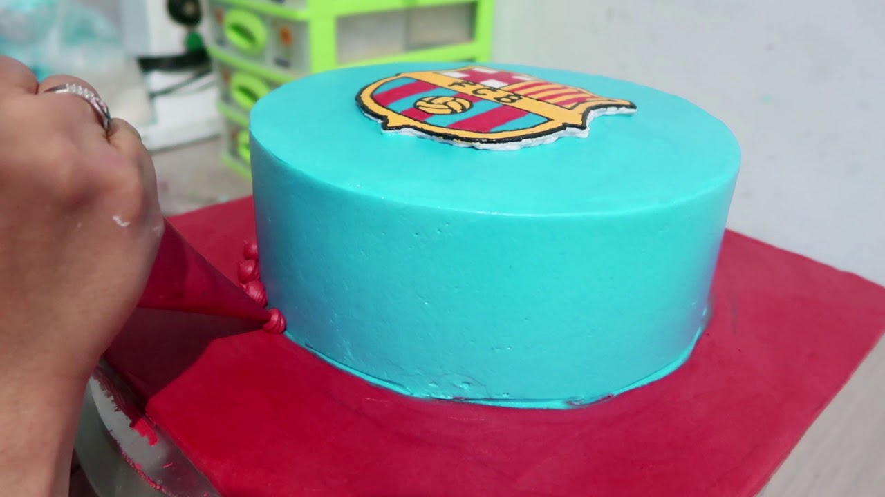 Dekorasi Kue Ultah Tart Cake Sederhana FCB Barcelona