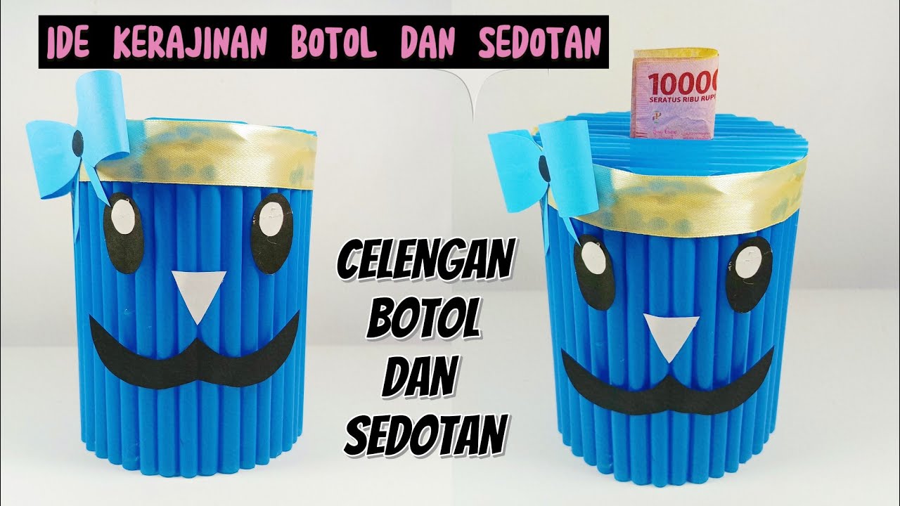 Ide Kreatif Membuat Celengan dari Botol dan Sedotan / DIY Plastic Bottles Craft Ideas / Piggy Bank