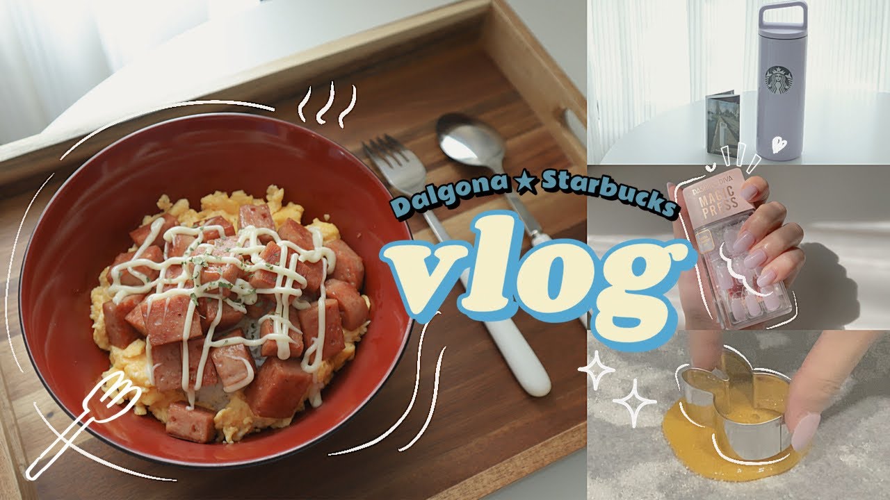 vlog | Luncheon Meat Egg Rice Bowl, Squid Game Dalgona, Dashing Diva magic press💅🏻Starbucks x MiiR