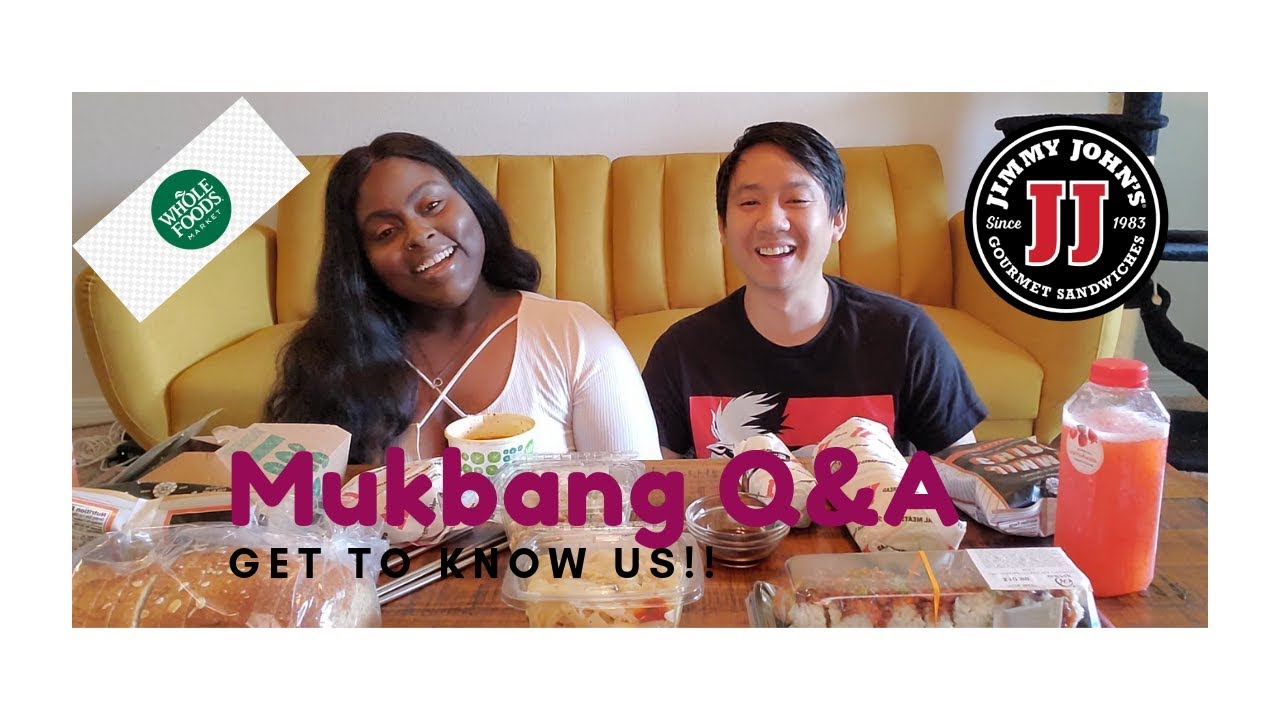 WHOLE FOODS & JIMMY JOHNS MUKBANG | HOW WE MET Q&A #AMBW