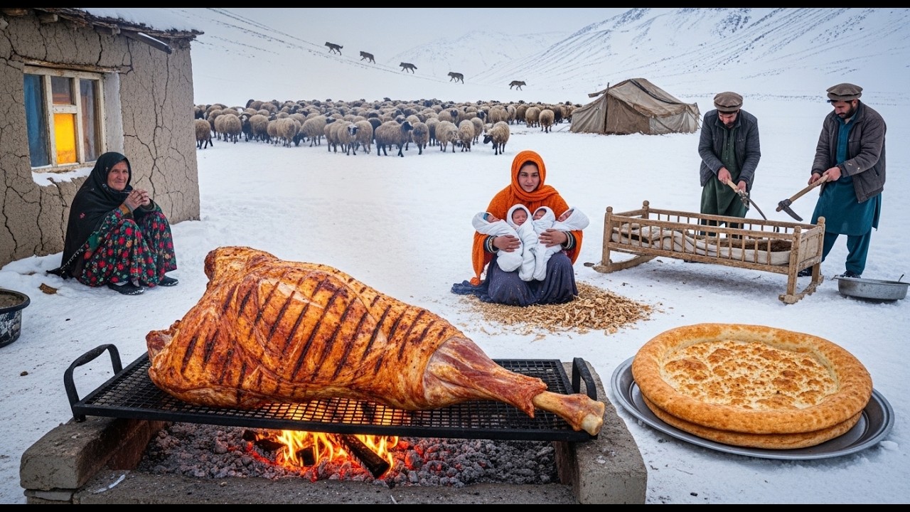 Afghanistan’s Frozen Survival | Hunting Lamb and Baking Fresh Bread to Feed a Newborn Family
