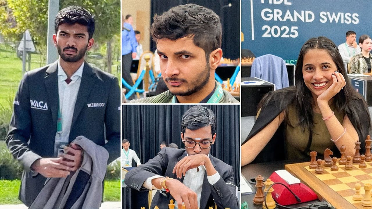 Indian stars - Gukesh, Vidit, Pragg, Arjun and Divya at the FIDE Grand Swiss 2025