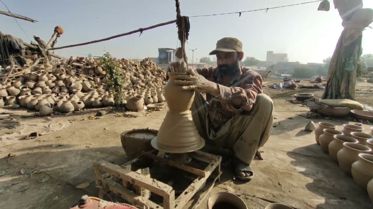 Making Clay Pots by Hand | Pottery Making on wheel | Amazing Art of Pottery Carving | Ancient Method