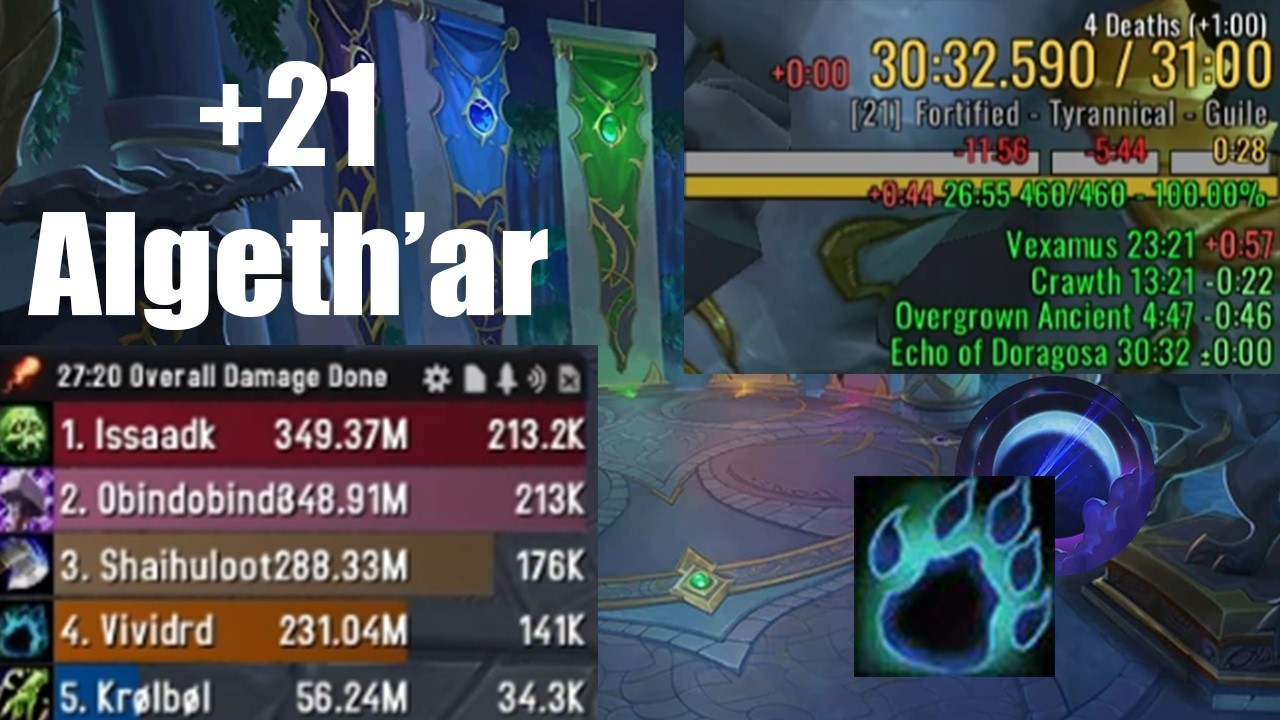 +21 Algeth'ar no comms pug - Elune's Chosen Guardian Druid PoV