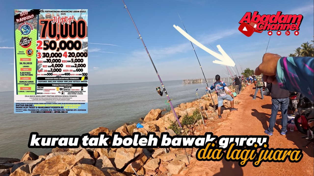 70K||pertandingan memancing di pantai sungai lurus batu pahat johor 26.10.25#fishing #abadamchannel 