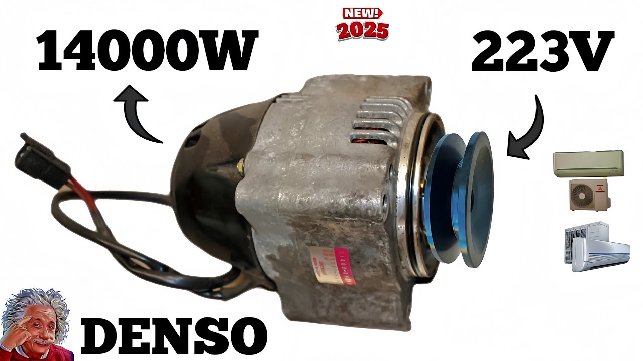 I turn free energy 223v into 14,000w💡 with CAR DENSO alternator?