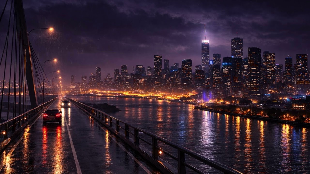 1 Hour Night Bridge Drive 🌉 City Lights & Deep Focus Music