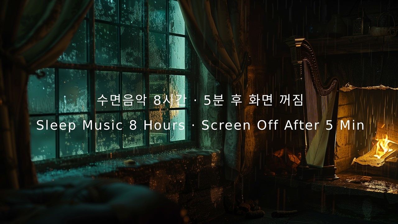 Emerald Rain · Celtic Harp Ambience · Sleep Music · 8 Hours · Black Screen After 5 Min