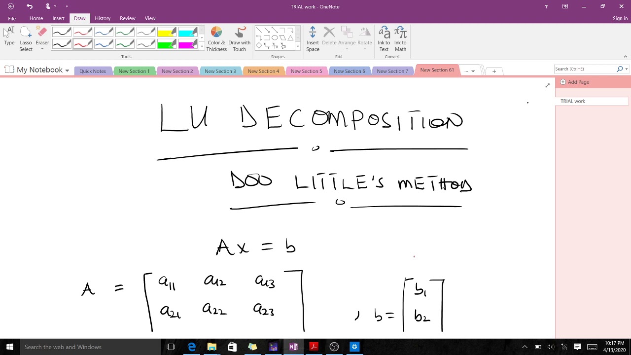 LU Decomposition Intro and the Doo Little's Method