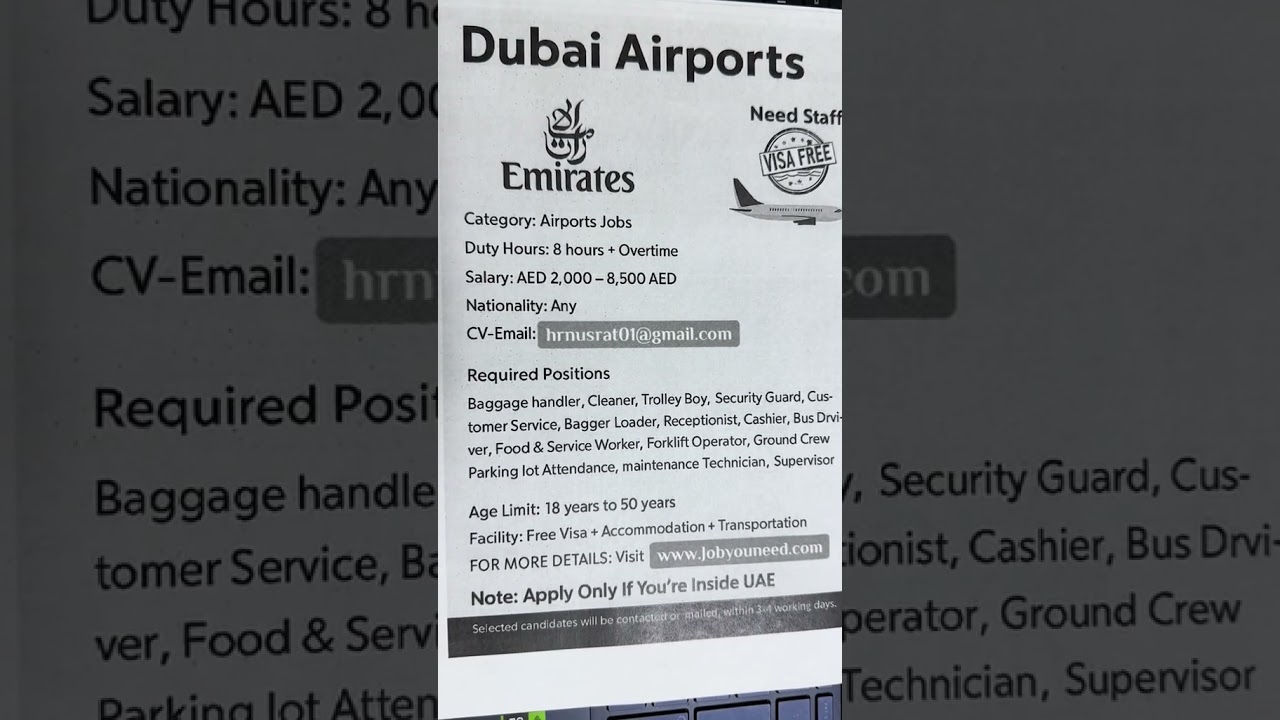 Dubai Airport Jobs 2025 | Now Hiring | Ground Staff, Security, Drivers & More #jobwaveuae
