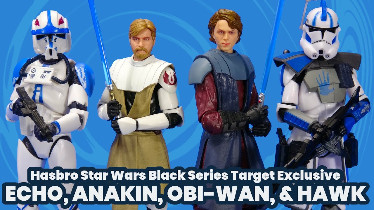 Star Wars Black Series Clone Wars Target Wave Obi Wan, Anakin, Echo, and Hawk Action Figure Review