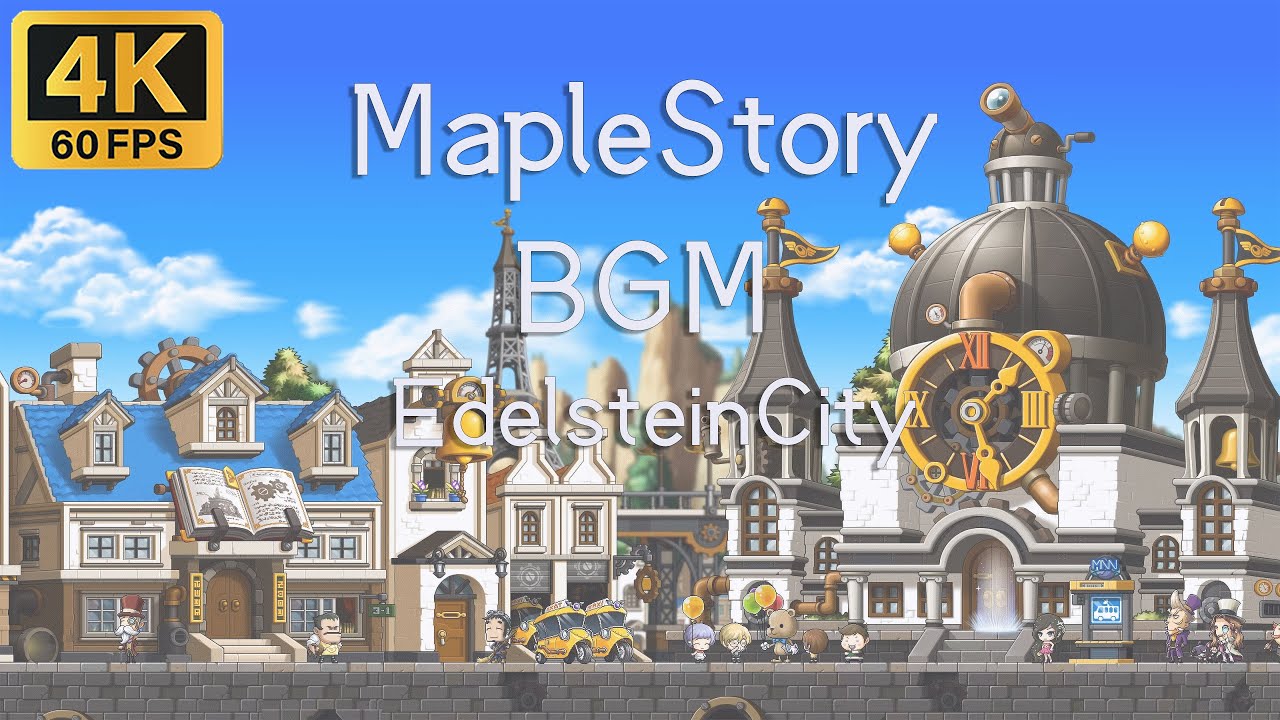 🍁4K60FPS MapleStory 新楓之谷 2-Hours Seamless Version BGM （EdelsteinCity） Study asmr Enjoy