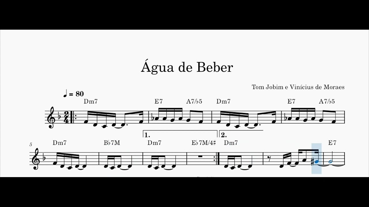 Água de Beber (Tom Jobim and Vinícius de Moraes) - Bossa Nova Music Score Bb Trumpet
