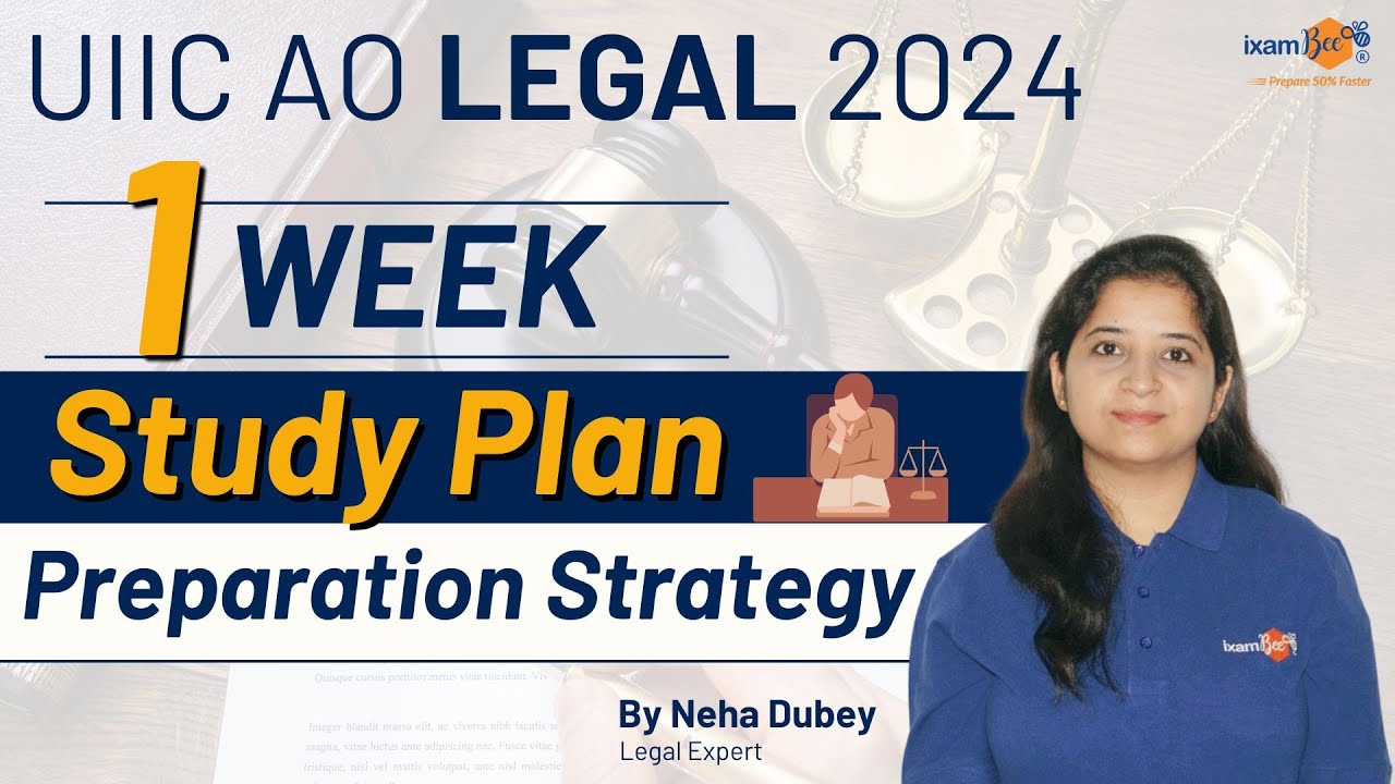 UIIC AO Legal 2024 | 1 Week Study Plan & Preparation Strategy | By Vidhika Mam
