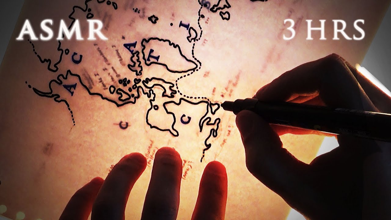 ASMR 3 hours Drawing 10 Maps on Light Table