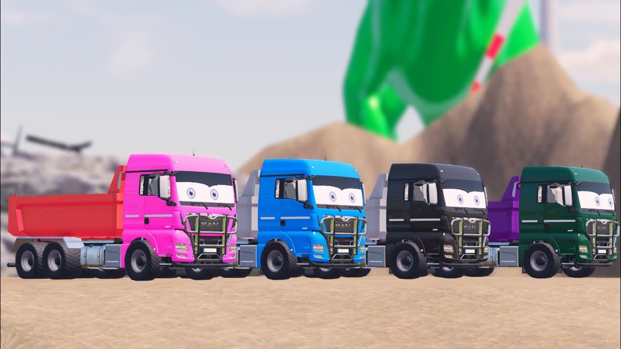 TRANSPORTING  PUBLIC WORKS VEHICLES TRUCK MAN  TO GARAGE WITH ALL COLORS #07