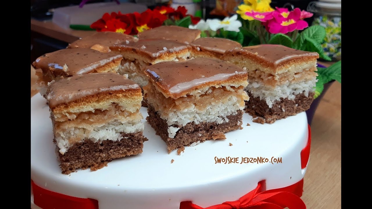 Ciasto jabłkowo -kokosowe z chałwową polewą #ciasto #prostyprzepis