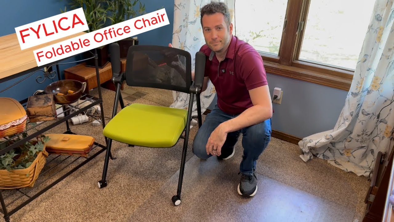 FYLICA Foldable Office Chair with Flip-Up Armrest#OfficeFurniture #ErgonomicDesign #SpaceSaving