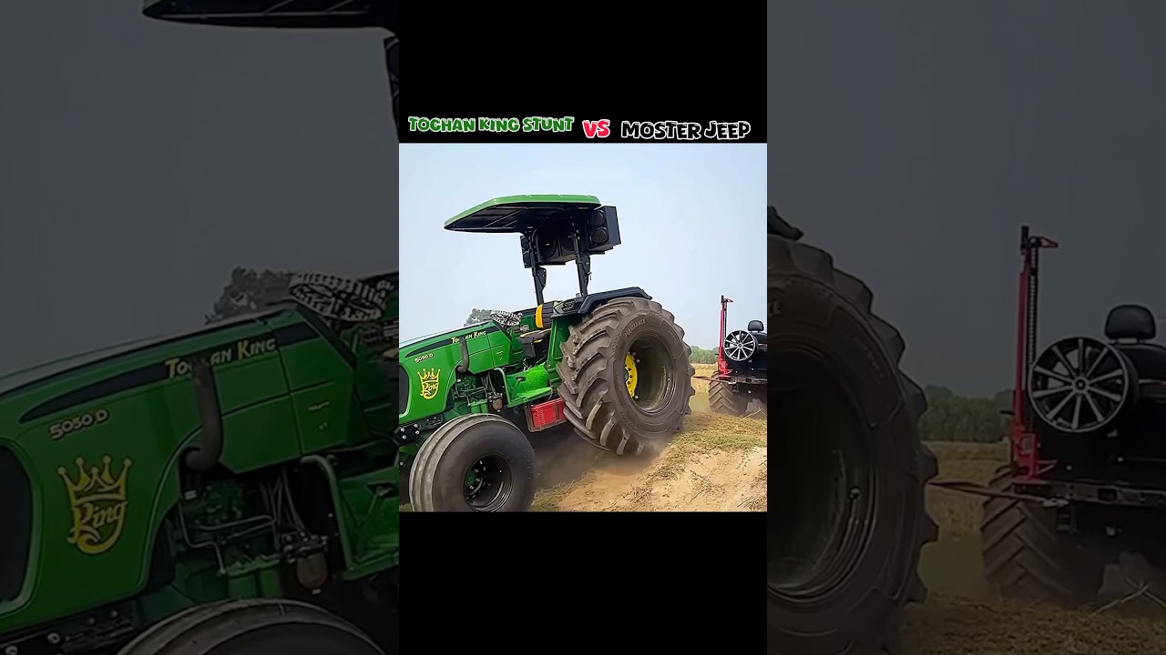 4x4 Monster Jeep vs Tochan king 👑😎 #automobile #stunt #farming #tochanking #tractorvideo