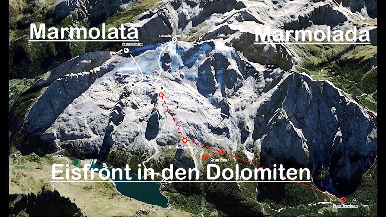 Marmolata Eisfront in den Dolomiten -1. Weltkrieg