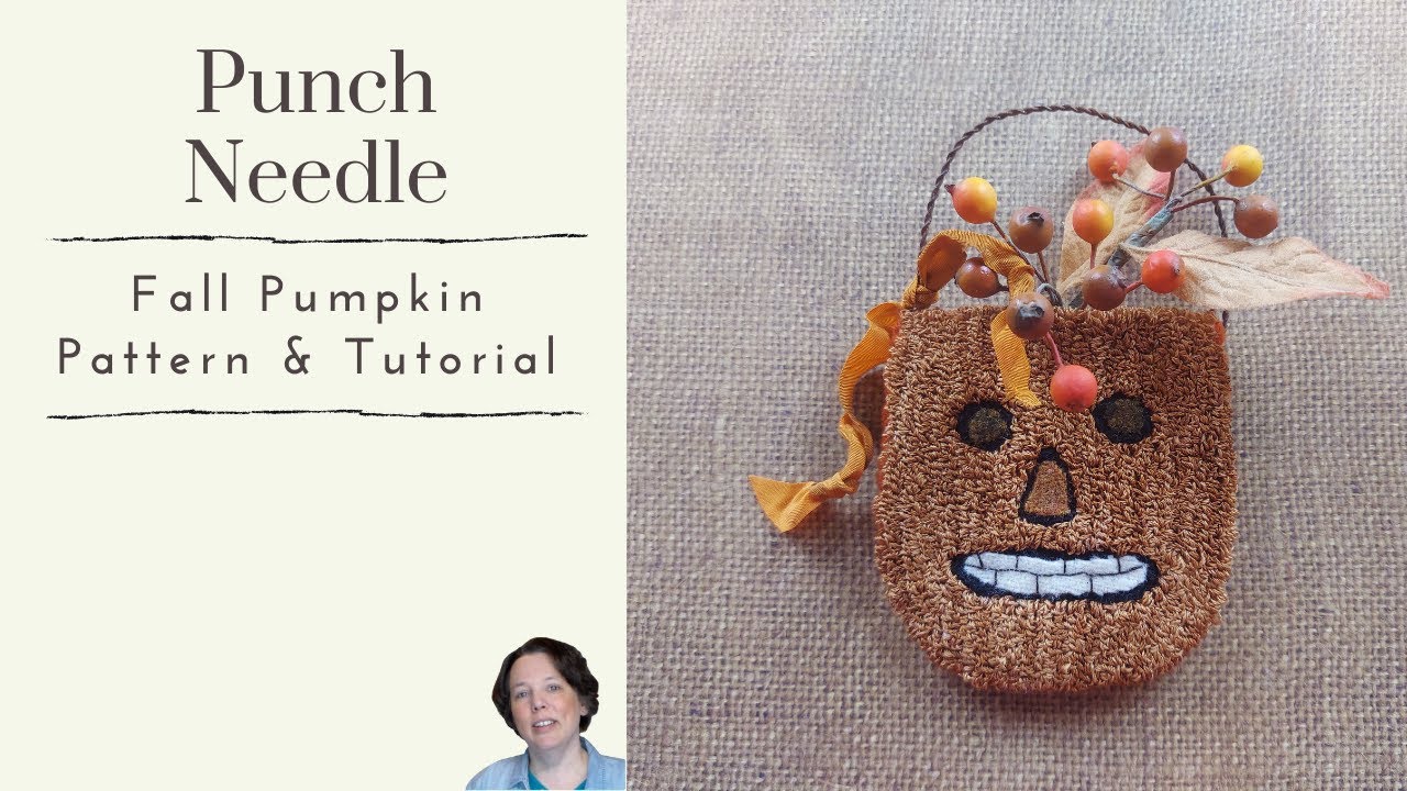 Punch Needle Fall Pattern: Jack-o-Lantern Bag