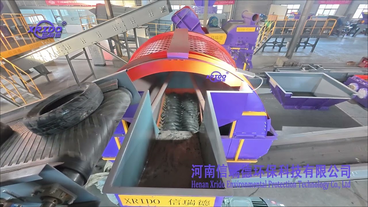 Tire shredder: Shreds tires into desired sizes.#tireshredder #doubleshaftshredder #tirerecycling
