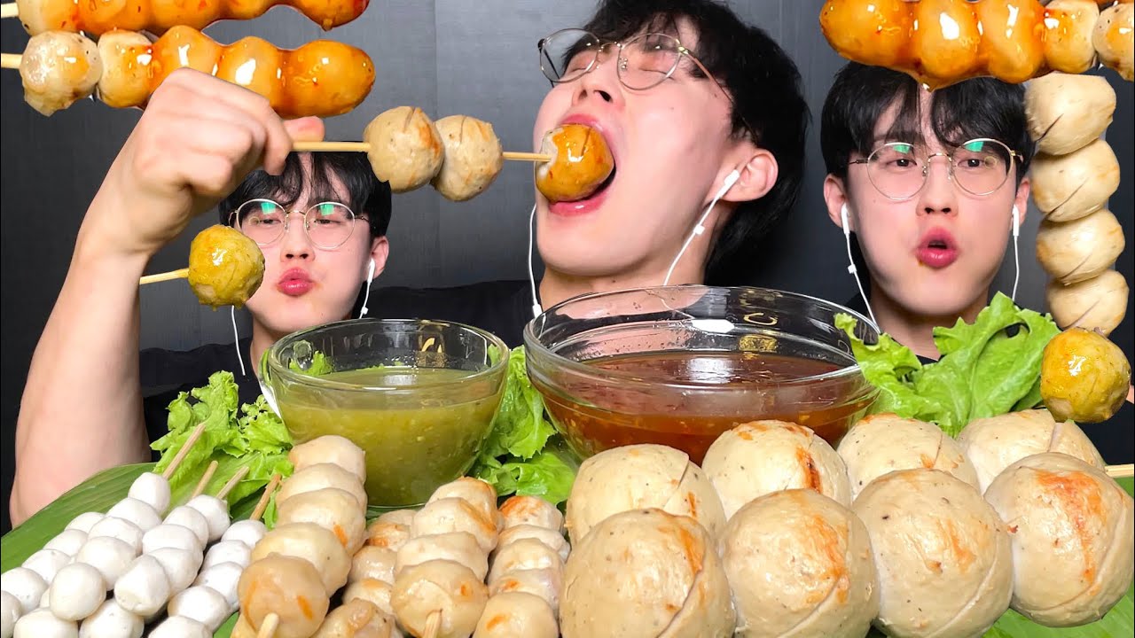 ASMR MUKBANG 블핑 리사가 좋아하는 룩친 (태국 어묵) 먹방 3 Size Amazing Meatballs! Small, Normal, and Jumbo Meatballs