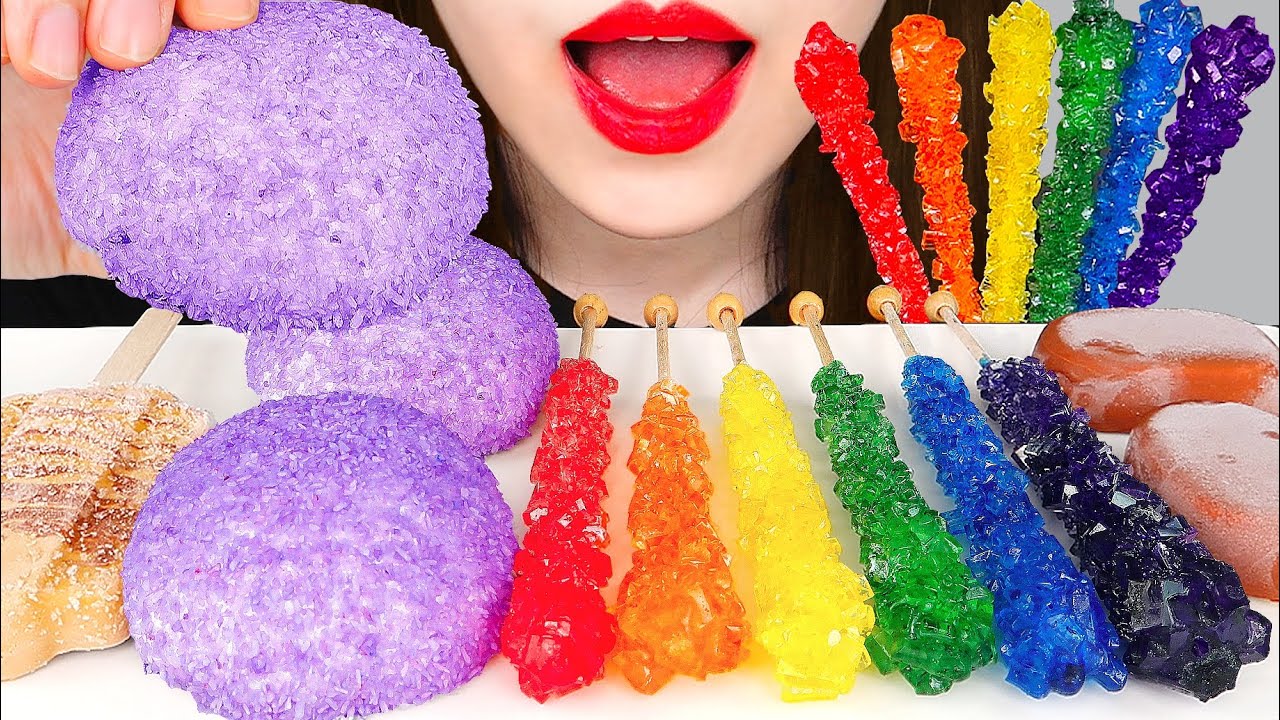 ASMR RAINBOW ROCK CANDY, SNOBALLS, CHOCOLATE ICE CREAM 레인보우 락캔디, 스노볼, 초콜릿 아이스크림 먹방 咀嚼音  MUKBANG