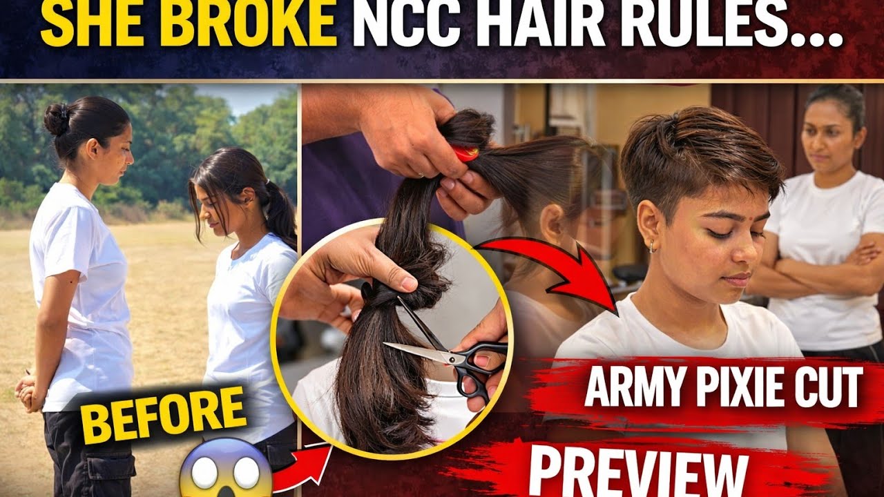 NCC Hair Discipline Punishment! Long Hair Girl Forced Into Army Pixie Cut.. Preview