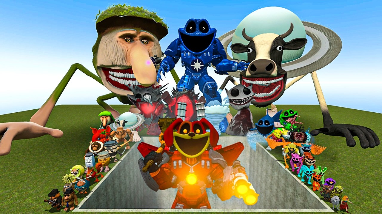 AI Brainrot Memes vs Mecha Titan Dogday Bosses in Giant Pit &ndash; Gmod Chaos