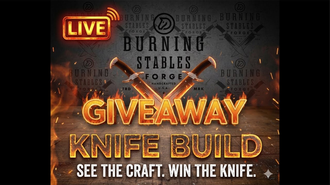 My phone died so we’re back making the Damascus giveaway Knife!