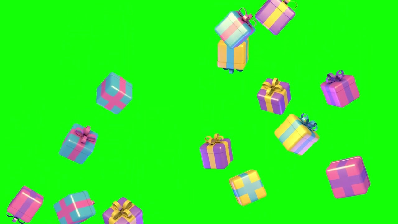Gifts falling effect green screen Christmas overlay