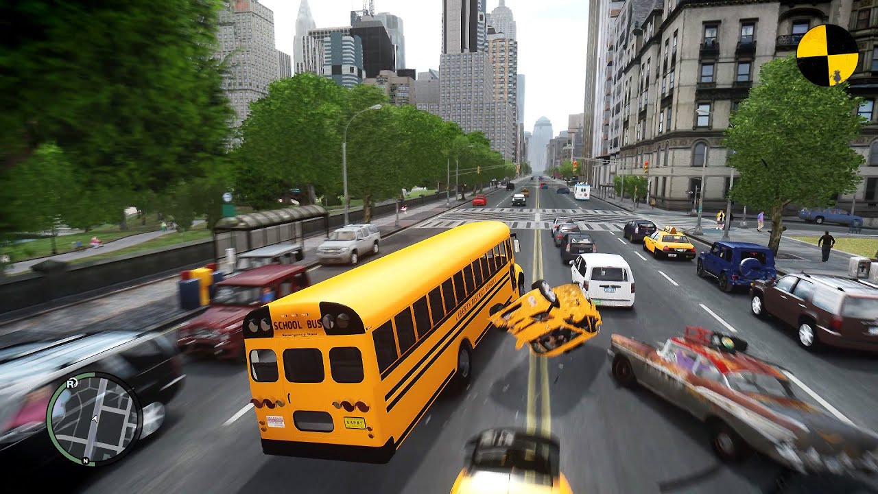 GTA 4 Crazy School Bus Crashes Ep.65