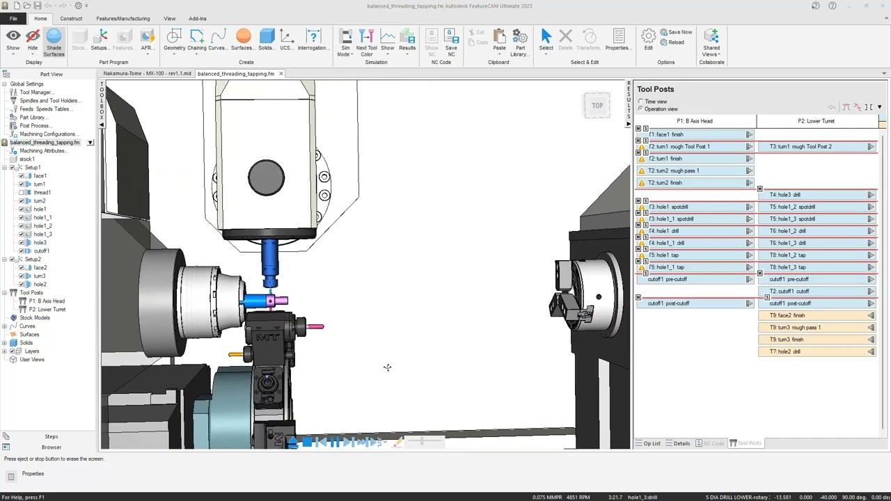 FeatureCAM - Nakamura-Tome - MX-100 - 5 Axis Turning Centre