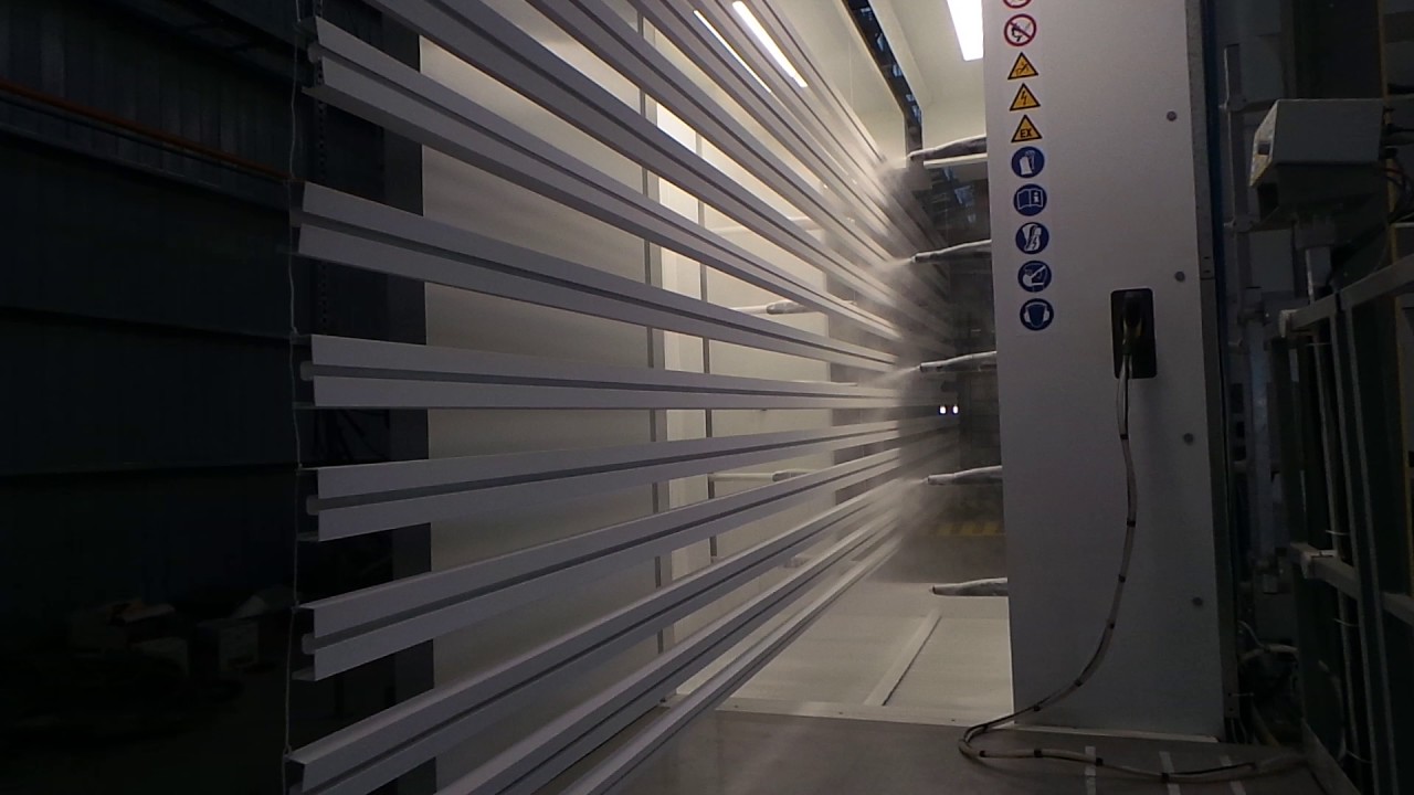 Powder coating plant for aluminium profiles