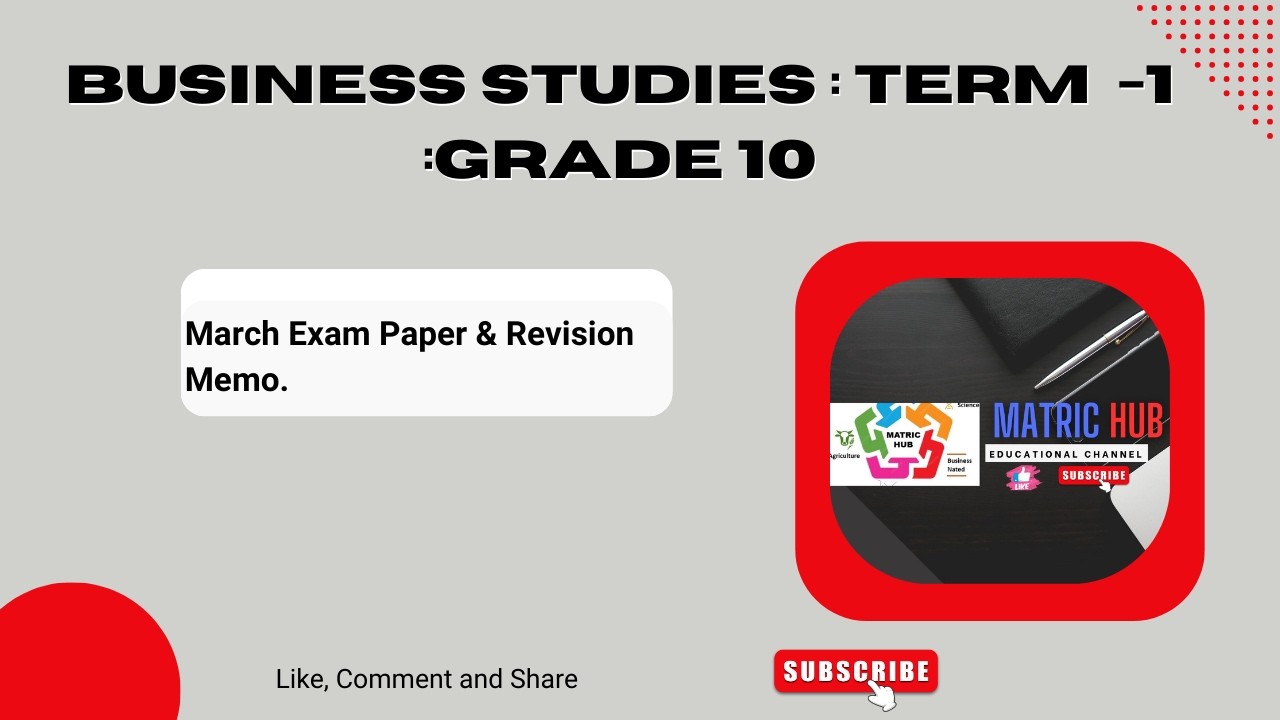 Business Studies Grade 10 - Term 1 March Exam Revision Paper & Memo