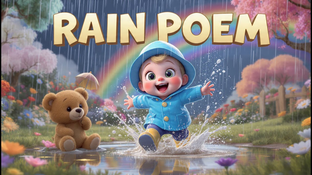 My Little Rain Friend | Pitter-Patter Rain Song & Rhyme for Kids 🌧️🧸☔ kids poem
