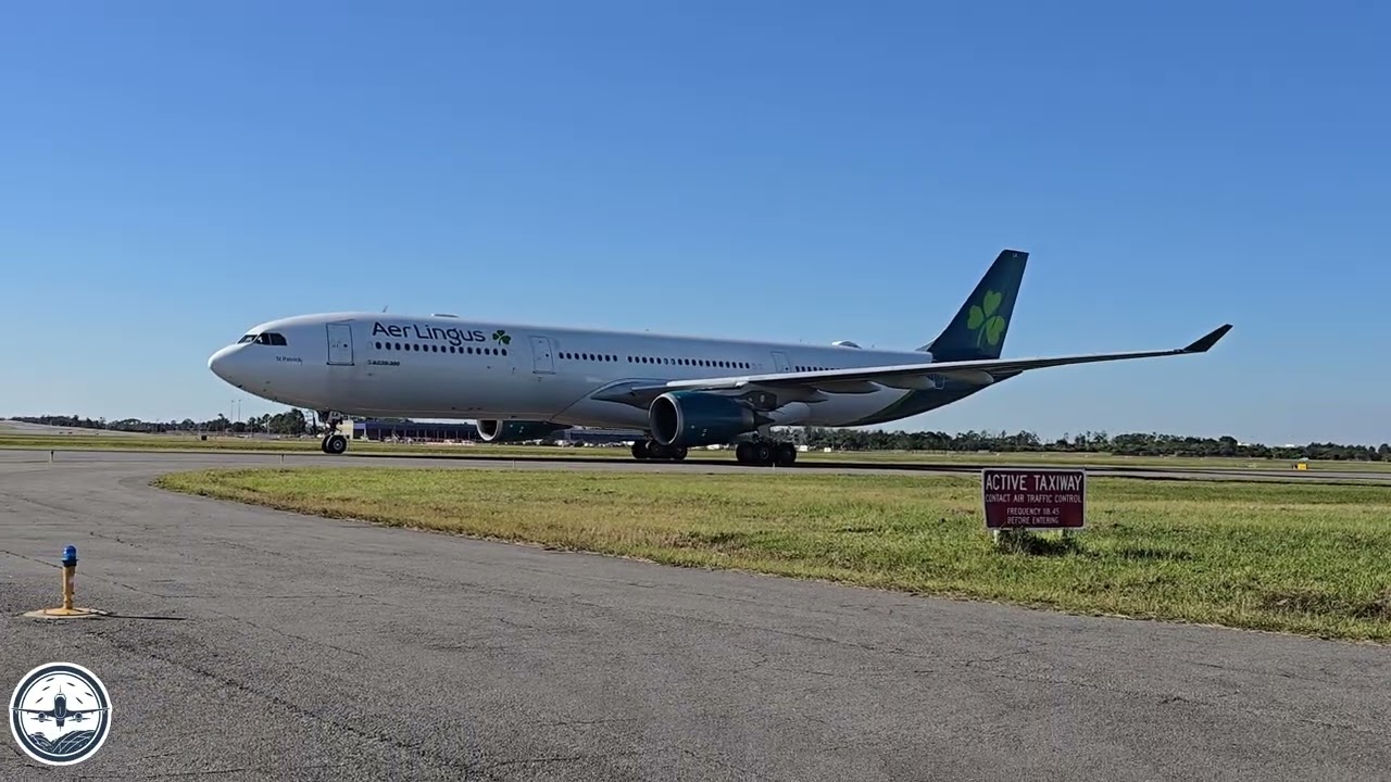 MCO - Aer Lingus Airbus A330 taxiing up close at Orlando International 11/13/2025
