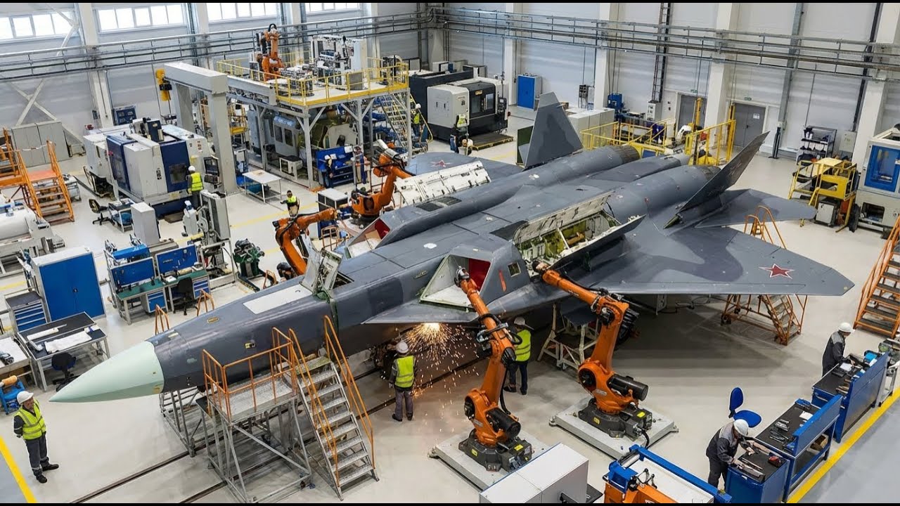 Inside the Factory: Su-57 PAK FA Weapons Bay Assembly & Robotic Stealth Door Sealing
