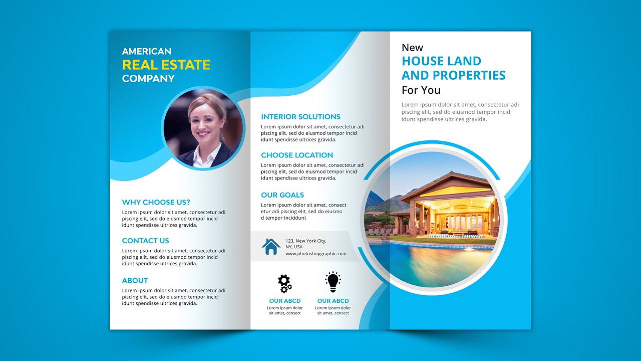 How to Design Print Ready Trifold Brochure  |  Photoshop Tutorial