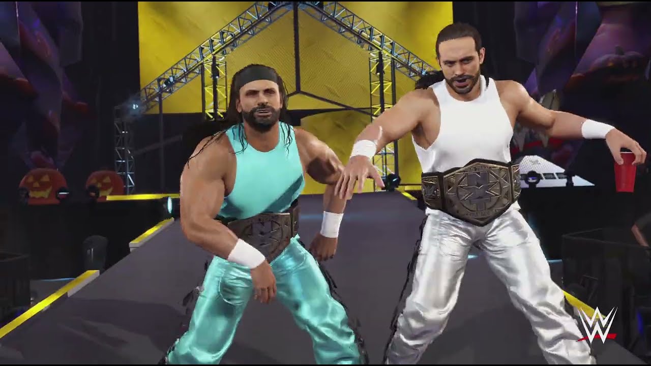 Creed brothers vs Young bucks Halloween havoc WWE 2K25 universe mode 