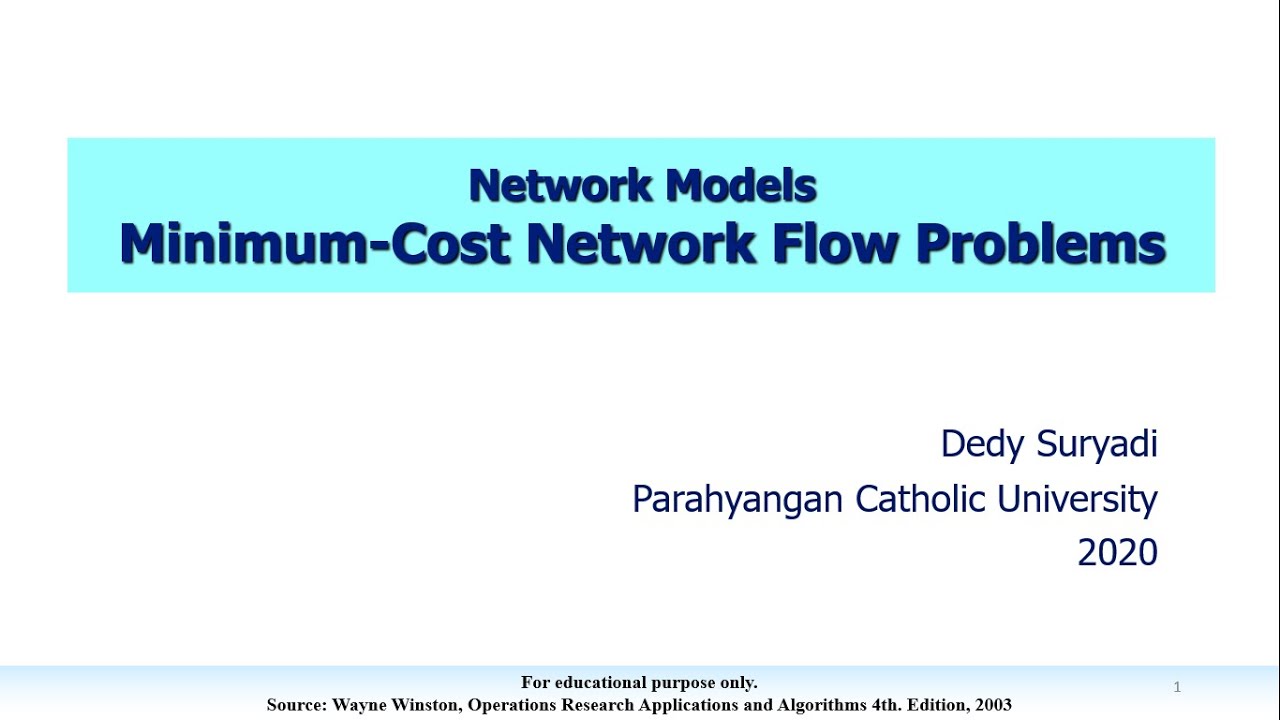 Minimum Cost Network Flow Problems (MCNFP)