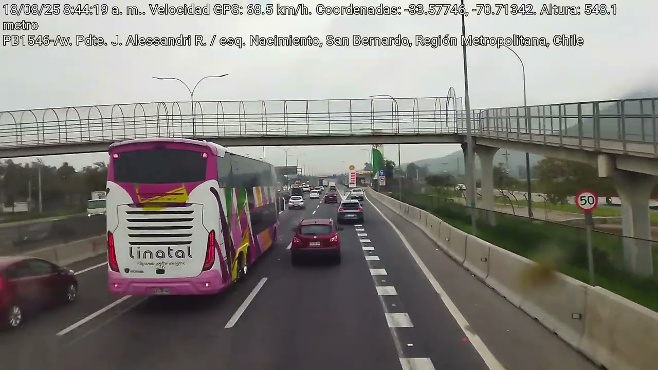 Iniciando viaje diurno desde Santiago y finalizando en la tarde noche en Valdivia en Chile (850 Km)