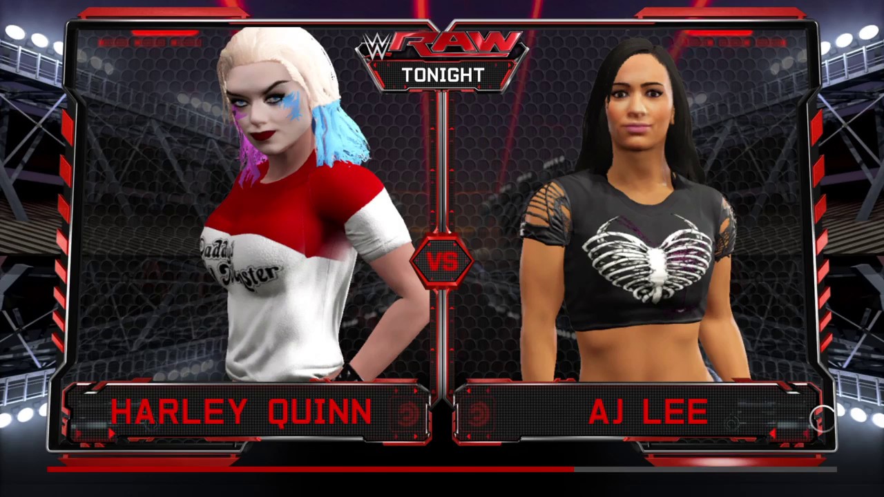 WWE 2K17 AJ Lee VS Harley Quinn In A Submission Match
