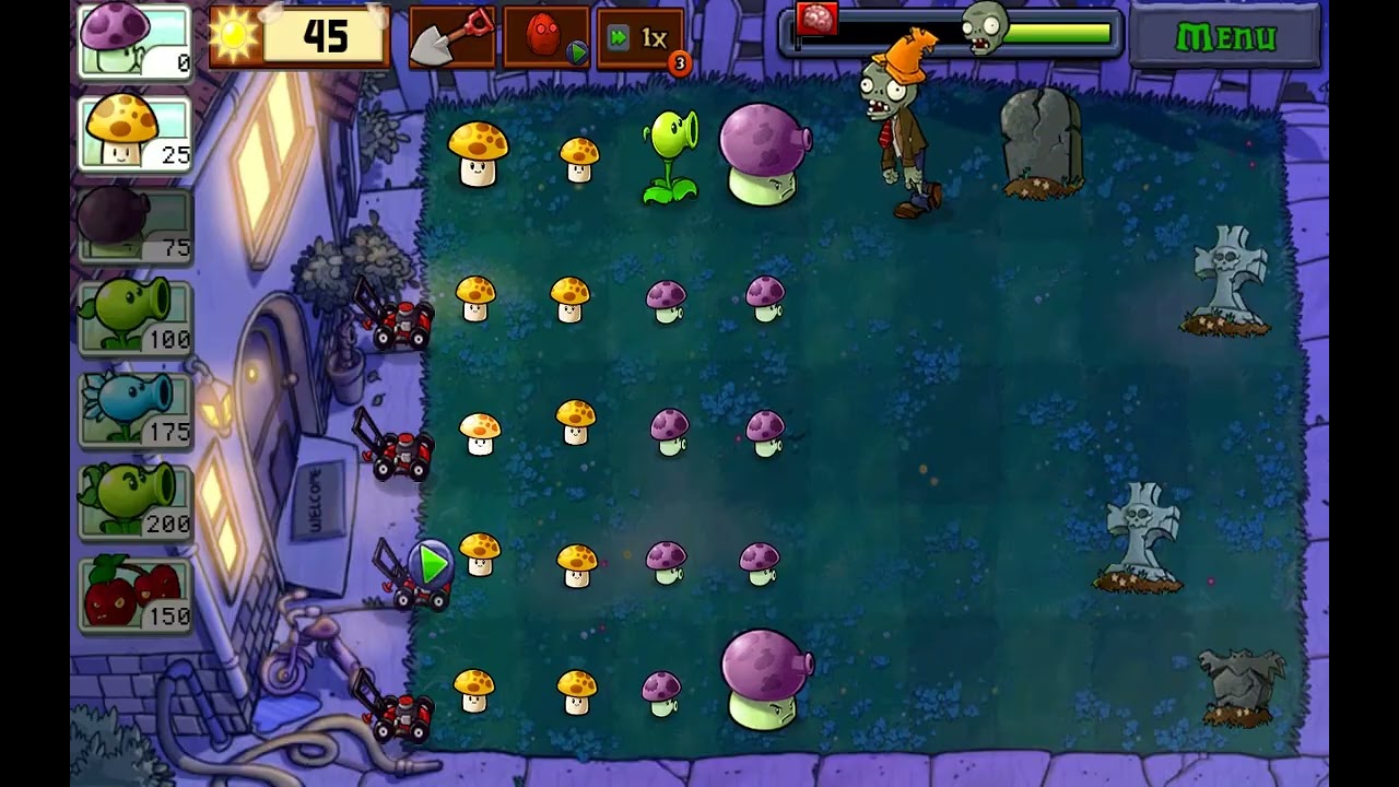 Plants vs Zombies (Night) Level 3