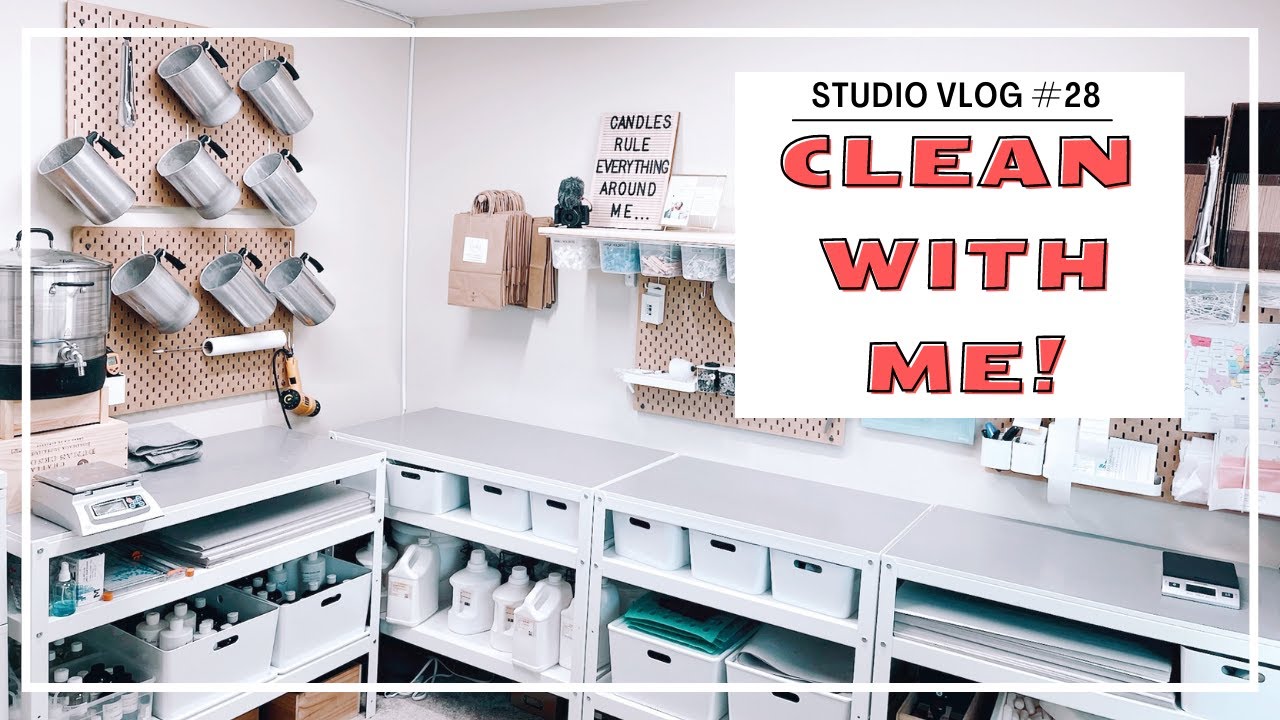 STUDIO VLOG #28 | CLEAN MY CANDLE STUDIO WITH ME! |  I CLEANING MY POURING STATION, PITCHERS
