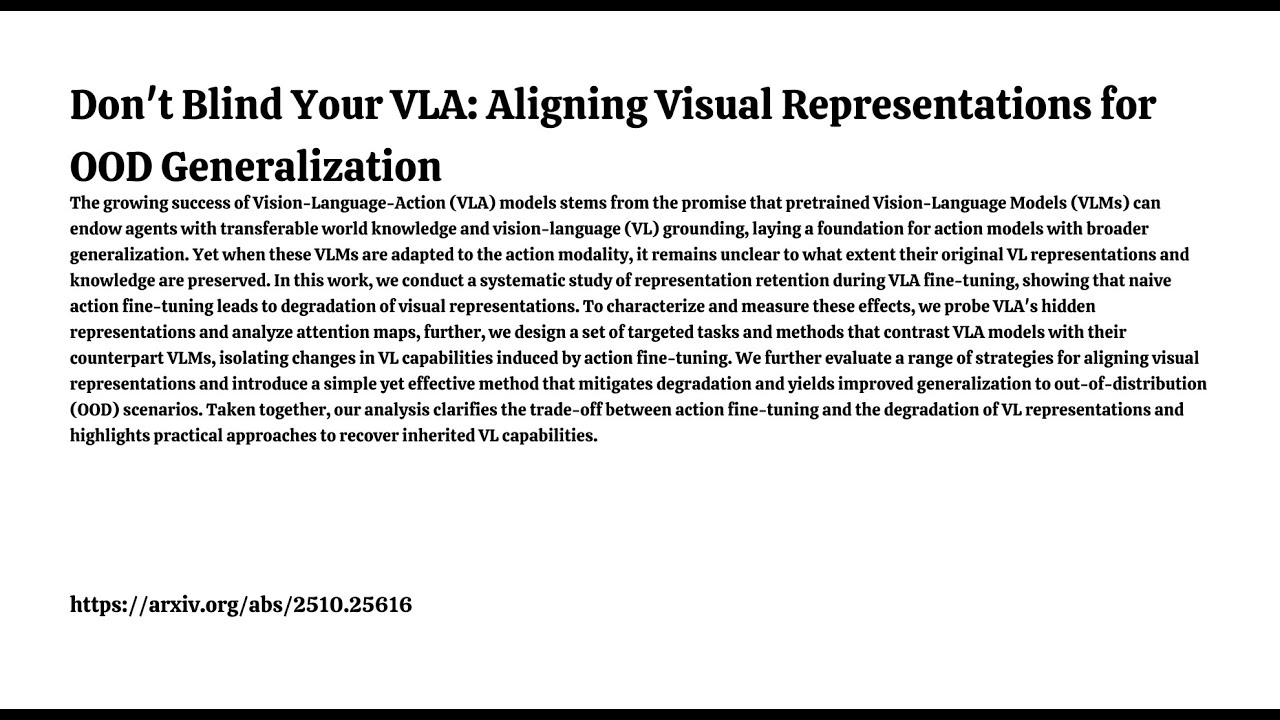 Don't Blind Your VLA: Aligning Visual Representations for OOD Generalization