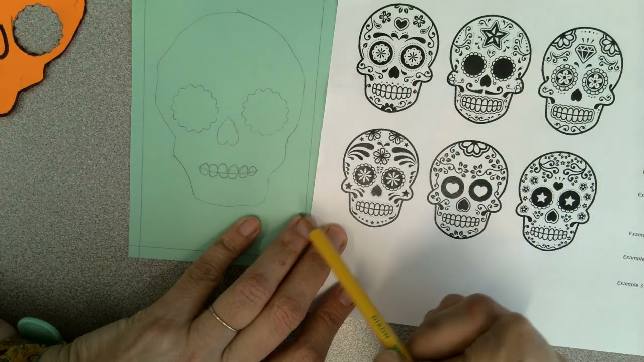 Part 1: Designing a Sugar Skull with Symmetry & Pattern (Grades 3–5) 💀✏️