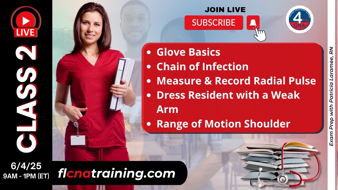 🩺 LIVE 4YourCNA Classroom! Class 2 – CNA Fundamentals: Gloves, Pulse & ROM! 💪🧤