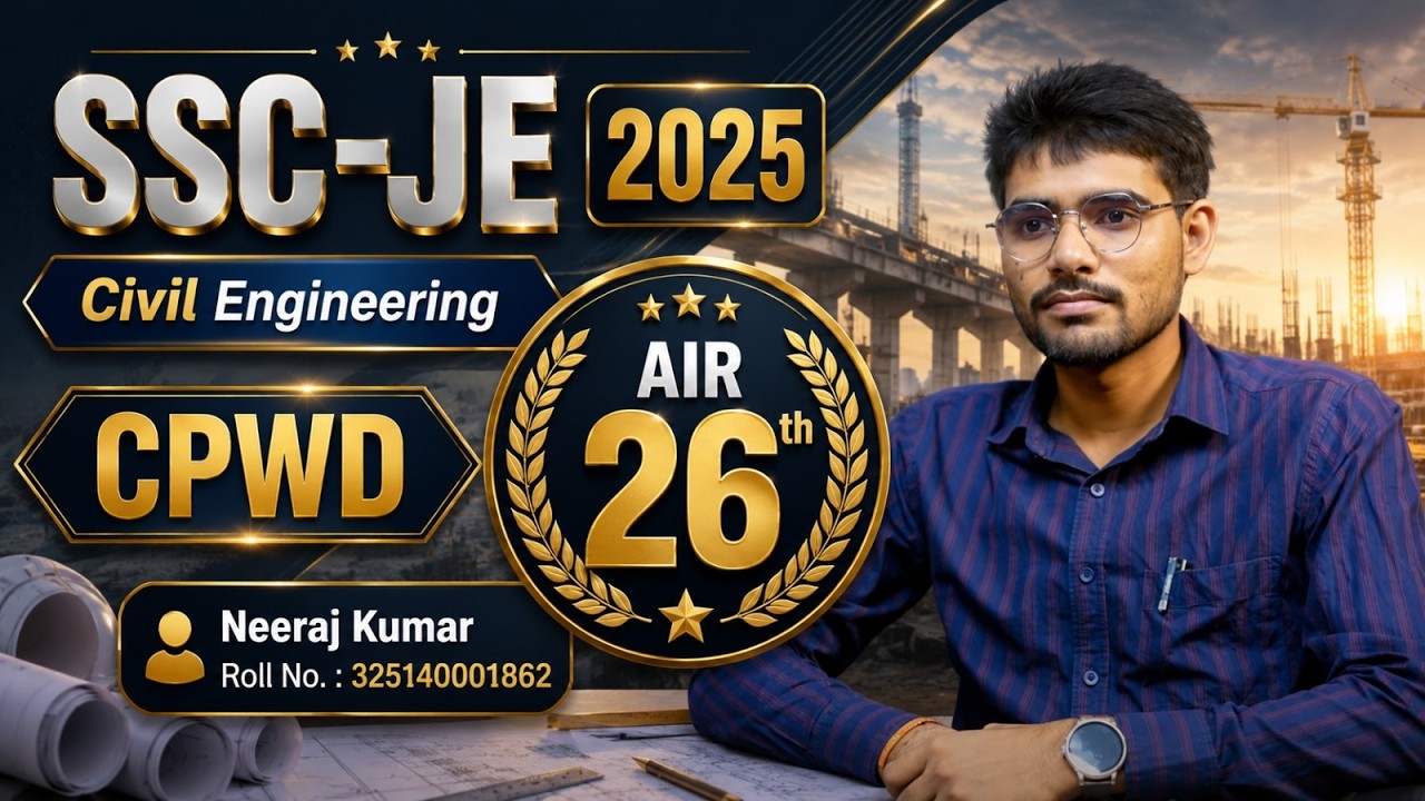 ✌🥇 AIR 26 🥇✌ II Selected in SSS JE 2025 II CPWD II Neeraj Kumar II Civil Engg.  #sscje_topper2025